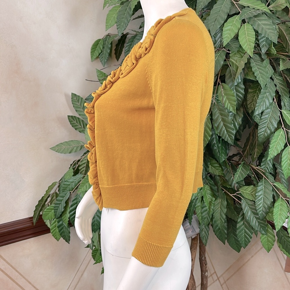 INC GOLD RUFFLE DETAIL CROPPED SWEATER - Picture 3 of 7